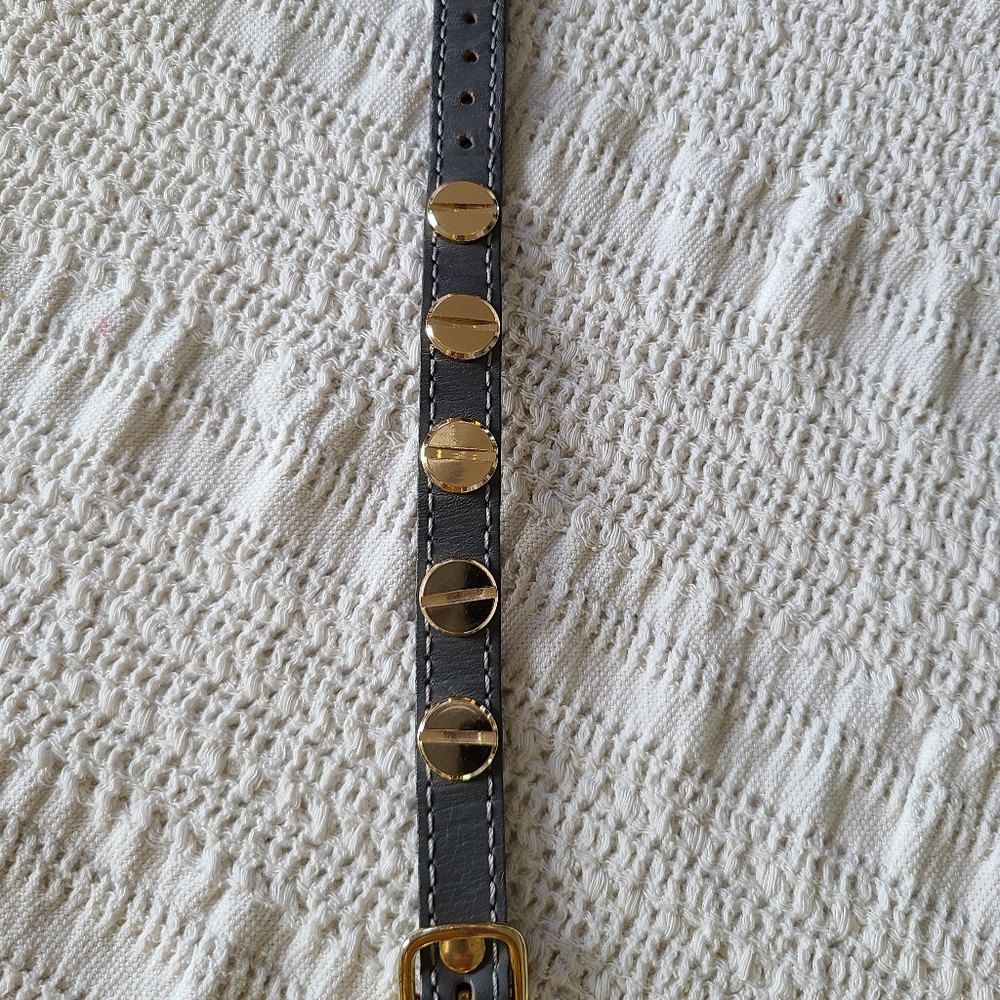 Leather and Gold- Colored accent Belt Bracelet - Picture 7 of 16